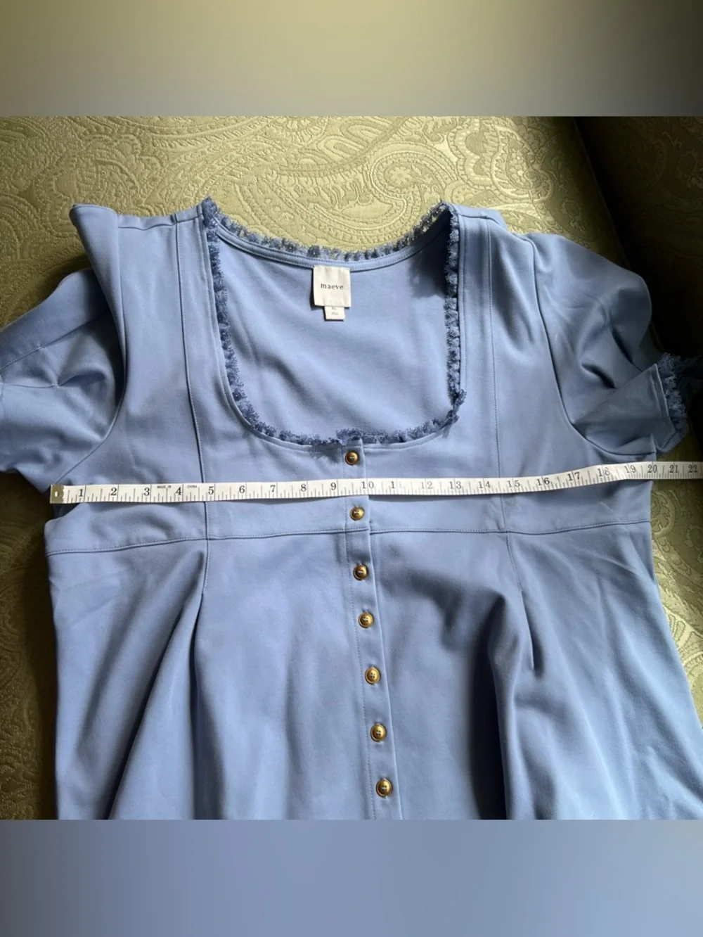 Anthropologie Maeve Puff-Sleeve Babydoll Top Size XL - Picture 6 of 11